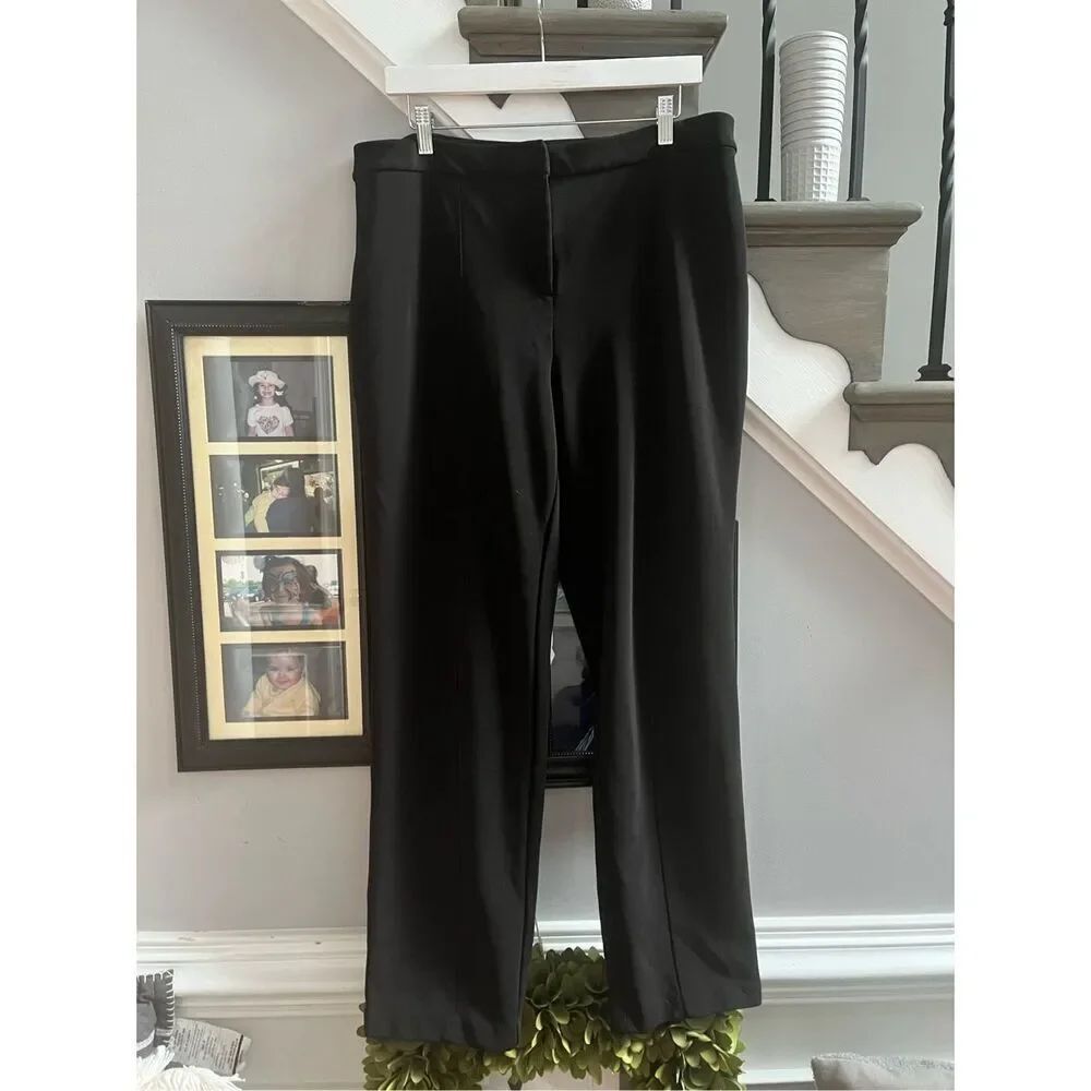 Chico’s Black Textured Trouser Pant sz 2 or M/12 EUC
